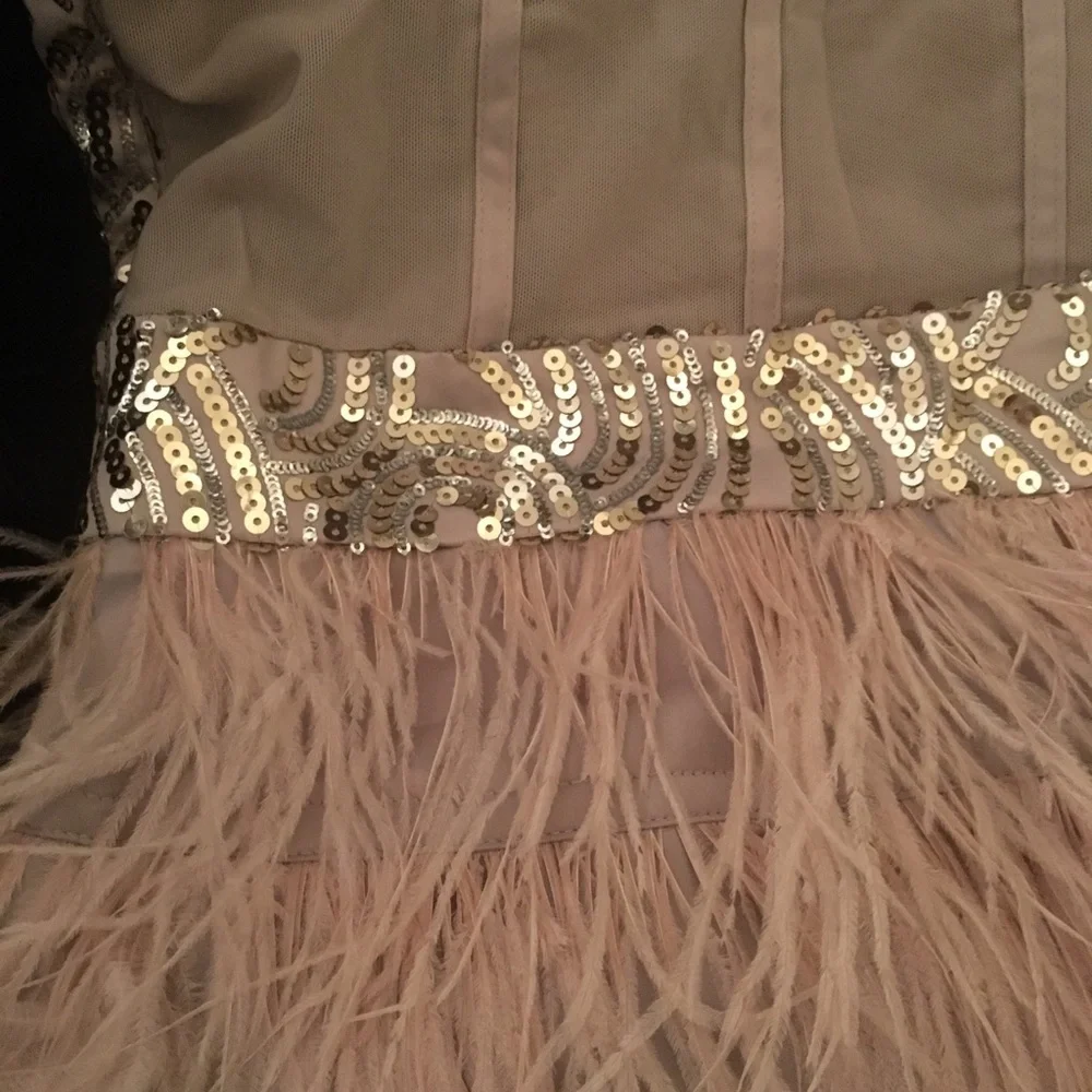Stunning Bebe feather and sequin dress - Picture 5 of 8